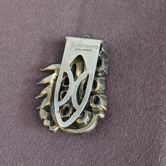 ⚡SOLD⚡Circa 1930s Vintage Eisenberg Original Jeweled Silver Tone Fur Clip - Picture 9 of 9